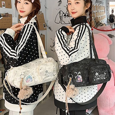 2026 New Star Print Japanese Style Girl's Shoulder Bag, Cute Large Capacity Crossbody Handbag