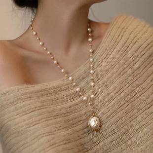 Natural Baroque Pearl Necklace for Women Hand-woven Long Sweater Chain Light Luxury Hot niche Long Accessories