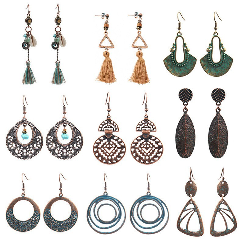 Cross-Border Hot-Selling Bohemian Style Earring Set, European and American Popular Antique-Style Earrings, Amazon Jewelry Manufacturer Wholesale