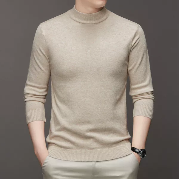 Cross-border foreign trade knitted sweater men's 2024 spring new men's solid color long sleeve knitted pullover base shirt all-match