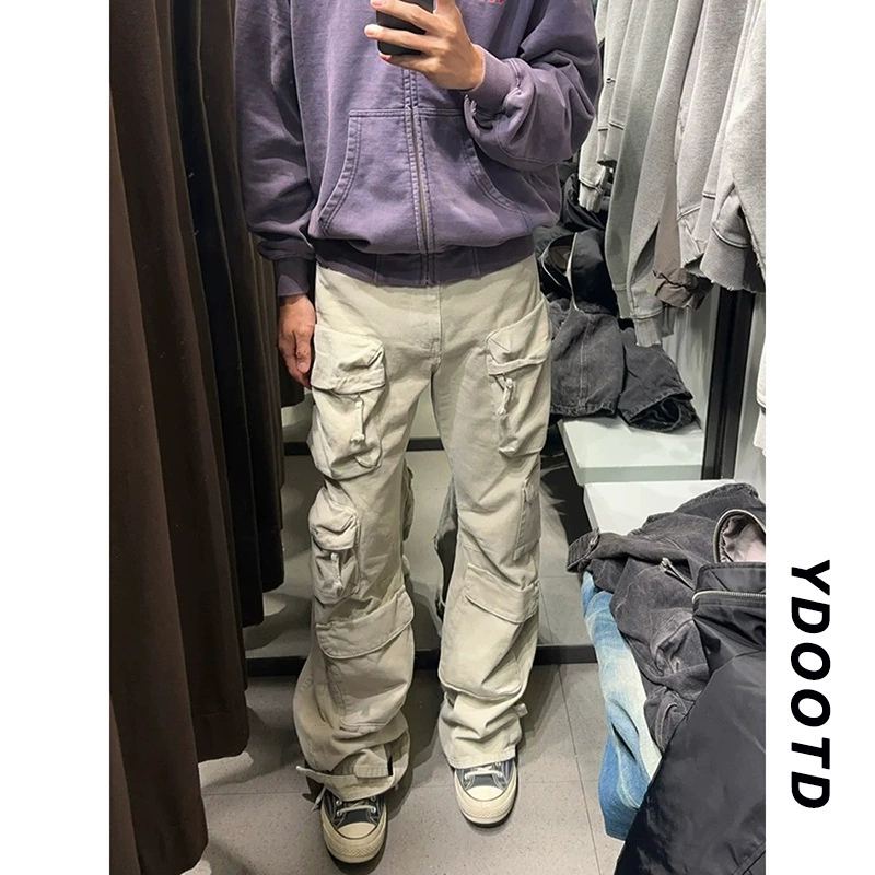 Сверхмощные брюки-карго с несколькими карманами, модные брендовые европейские и американские уличные брюки, мужские дизайнерские нишевые легкие роскошные повседневные брюки, модные