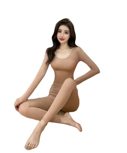 Black technology invisible thermal hyaluronic acid oxygen skin care clothing base layer comfortable slimming skin-friendly smooth set for warmth