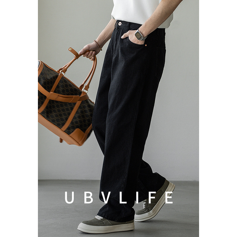 Slub Twill Texture Jeans Men's 2025 Summer New Loose Straight Red Copper Buckle Commuter Casual Trousers