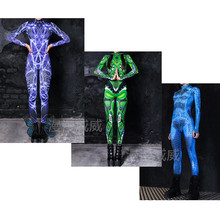 跨境新款 2023万圣节 3D数码印花 cosplay扮演女装紧身长袖连体裤
