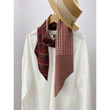 双层双面真丝丝毛长巾女保暖外搭长款桑蚕丝羊毛混纺天然围巾暗红