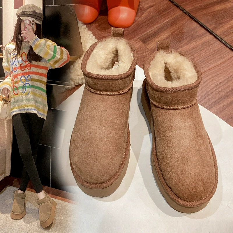 Сладкие зимние сапоги женские зимние меховые интегрированные 2023 новые зимние хлопчатобумажные туфли без шнуровки женские короткие сапоги хлебные туфли холодная липкая