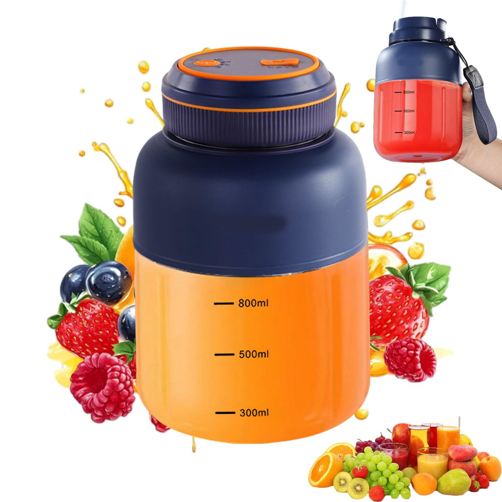 El exprimidor Oumeibang puede triturar hielo, es portátil, multifuncional, eléctrico y tiene una taza de jugo de gran capacidad.