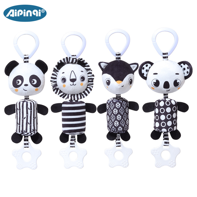 Juguetes para bebés Aipinqi campanas de viento en blanco y negro 0 - 3 años de edad bebé colgante visual peluche colgante cochecito en stock