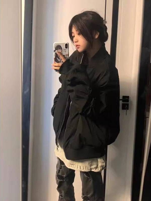 美式复古早秋韩系外套女2025新款飞行员夹克冲锋衣春秋薄款棒球服|undefined