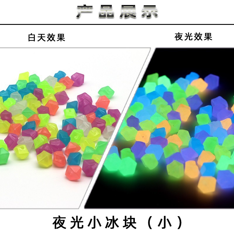 Piedras de cristal de cubo transparente, adornos creativos de bricolaje, cubitos de hielo luminosos, juguetes para niños, piedras luminosas, luminosas de color