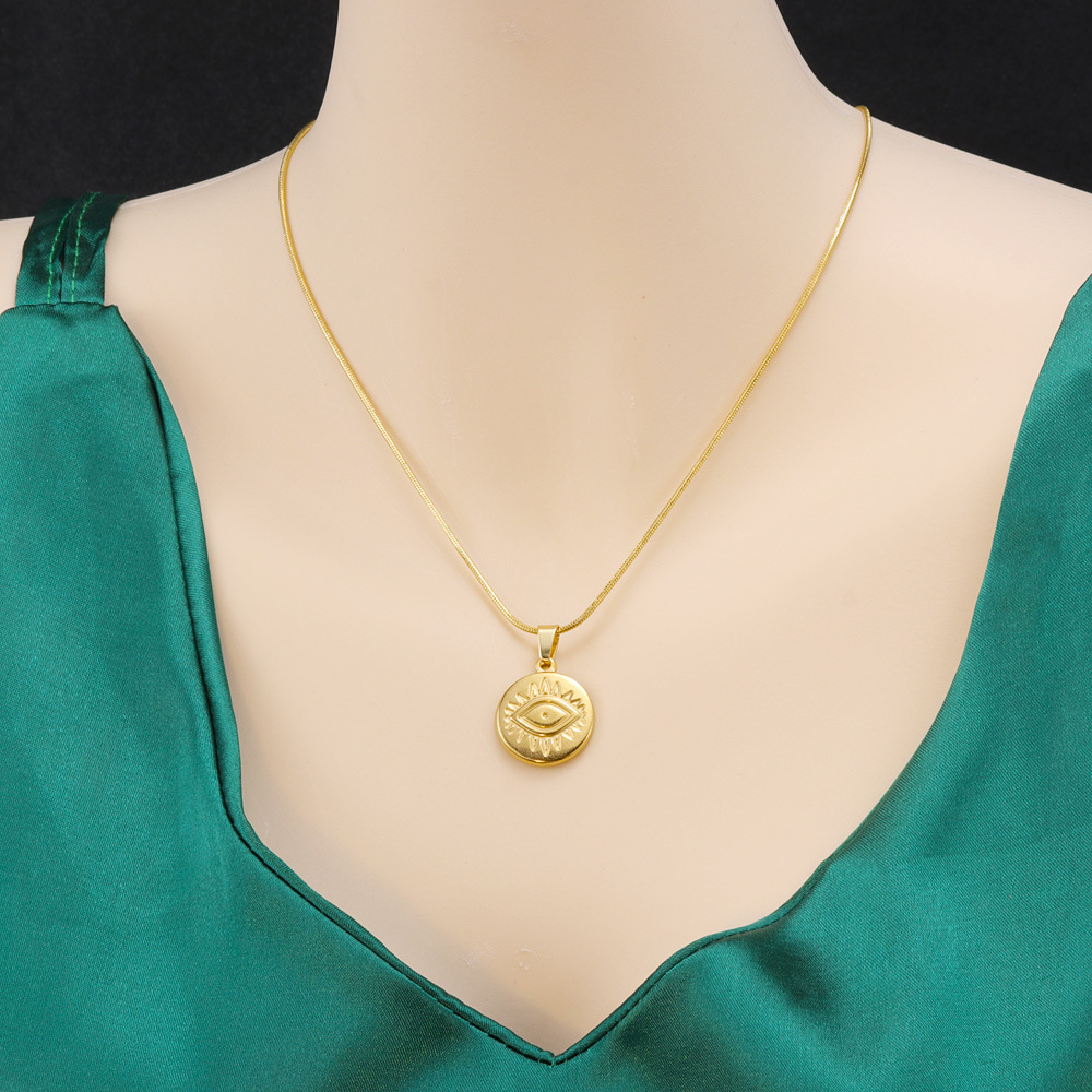 Simple Style Eye Stainless Steel Titanium Steel Patchwork Pendant Necklace_colorza_3