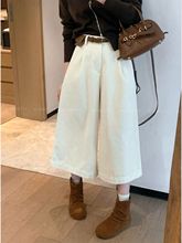 阔腿七分裤女秋2025新款韩版时尚百搭高腰直筒休闲八分裤女