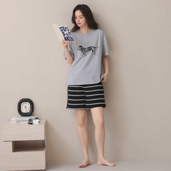 Summer Round-Neck Short-Sleeved Pure Cotton Pajamas for Women, Home Wear, Shorts with Pockets, Wholesale Quality from Physical Stores Summer Round-Neck Short-Sleeved Pure Cotton Pajamas for Women, Home Wear, Shorts with Pockets, Wholesale Quality from Physical Stores