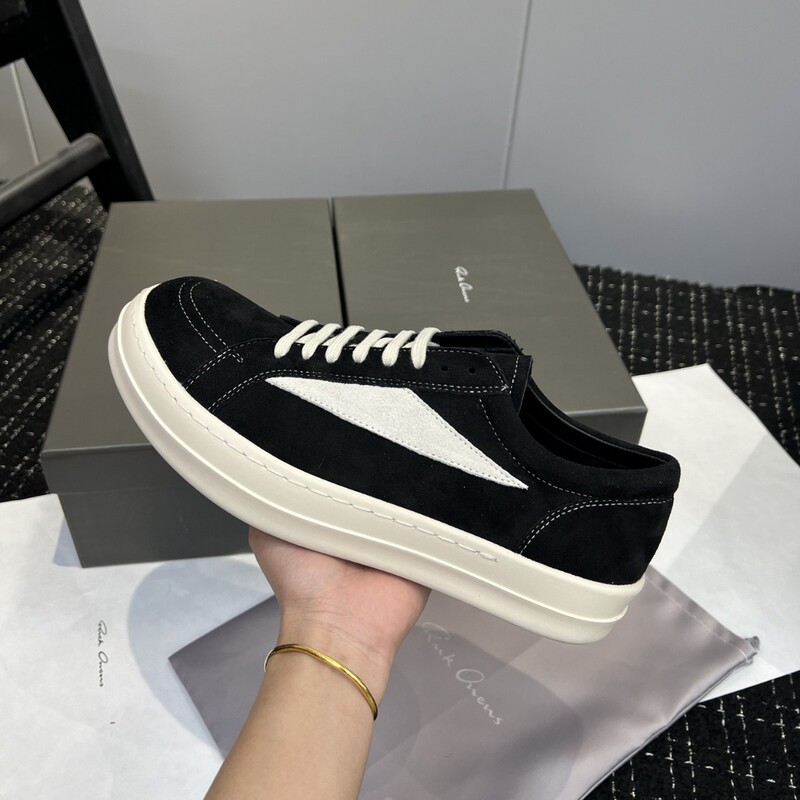 Ro Independent Line Rick Leather Black and White Owens Niche High Street Triangular Low-Top Thick-Soled Shoes Mocha Suede Ro Independent Line Rick Leather Black and White Owens Niche High Street Triangular Low-Top Thick-Soled Shoes Mocha Suede