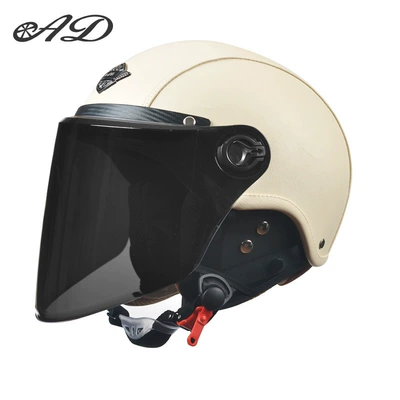 Motorcycle Safety Supplies, for Men and Women, All-Season - 3c-leather-apricot-removable-ear-protection-long-sunscreen-mirror-one-size-fits-all-suitable-for-head-circumference-55-62