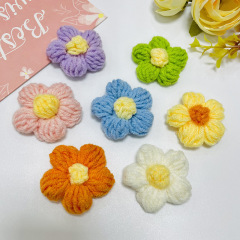 DIY handmade wool flowers, hand-woven flower hooks, milk cotton yarn puff flowers, clothing accessories and decorations