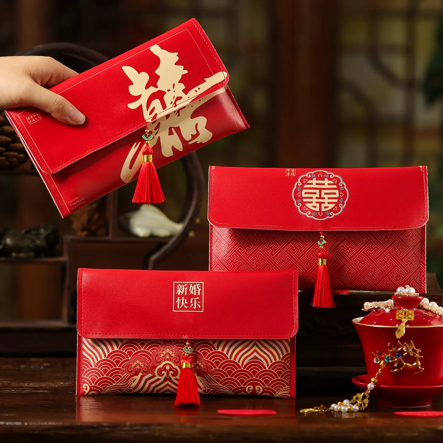 红包结婚用品大全高档利是封父母改口费敬茶婚礼万元大号红色喜包