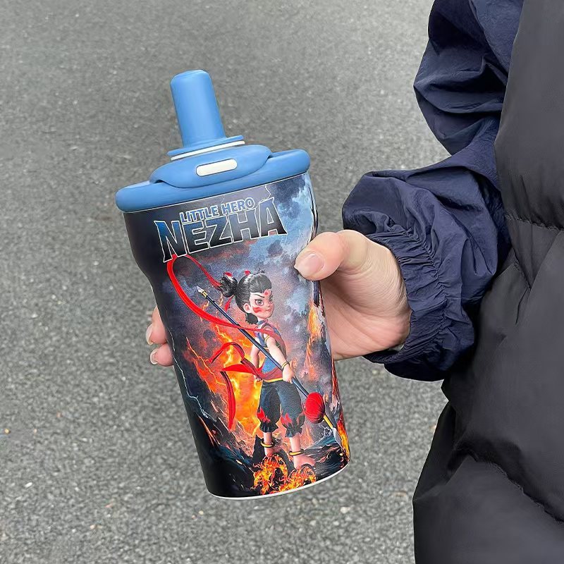 クレヨンしんちゃん魔法瓶カップ大容量車載セラミックコーヒーアロングアイスカップ男の子と子供用ストローカップ|undefined