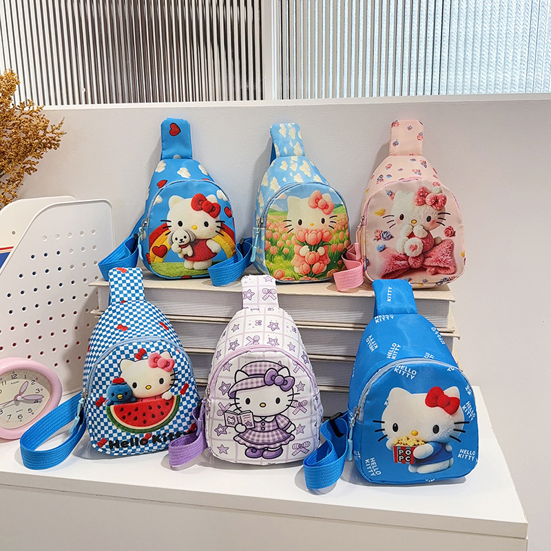 Children's chest bag, suitable for both boys and girls in kindergarten, featuring cute cartoon designs, a casual and versatile style, and can be used as a shoulder bag, crossbody bag, or waist bag for carrying snacks outdoors