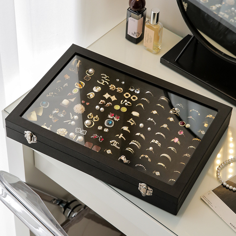 High-end jewelry storage box earrings earrings necklace jewelry box earrings ring bracelet box exquisite high-end transparent