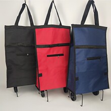 便携式可折叠购物车手拉拖轮包手提购物袋滑轮包买菜小推车印logo