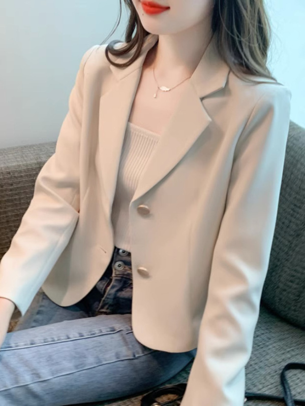 小个子短款休闲西装外套女秋季高级感法式气质显瘦长袖西服上衣|undefined
