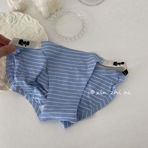 Senyu Sweet Tea [Pure Desire Bowknot] Japanese seamless underwear for women with high slit, mid-waist, girly style, simple stripes