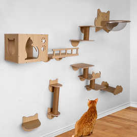 猫爬架壁挂式实木猫墙猫窝猫树一体猫架不占地悬挂太空舱猫跳台
