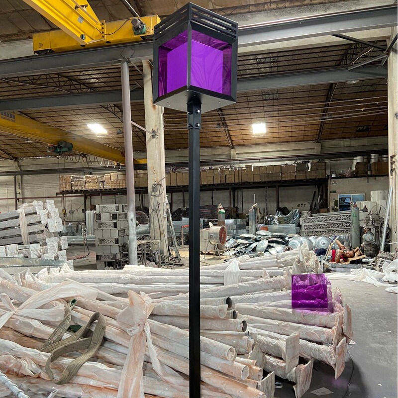 New Chinese style new fashion flow coffee shop milk tea shop scenic park purple acrylic square lampshade garden lamp New Chinese style new fashion flow coffee shop milk tea shop scenic park purple acrylic square lampshade garden lamp