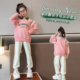 女大童洋气时髦春秋款套装2024新款女童网红春装运动服韩版童装潮