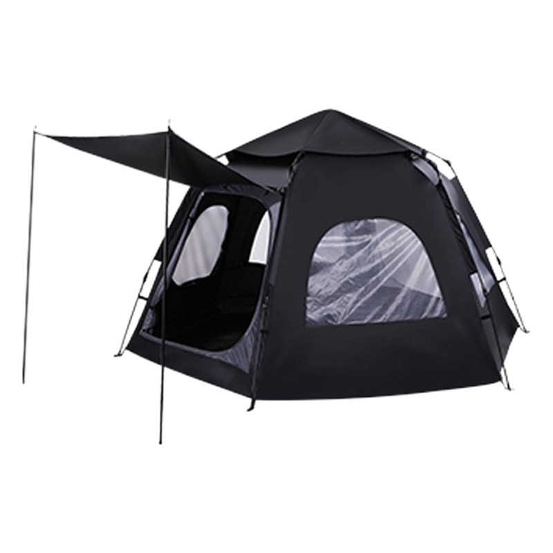 Extreme Walker negro tienda hexagonal acampar al aire libre 5-8 personas espacio plegable automático de apertura rápida tienda de campaña
