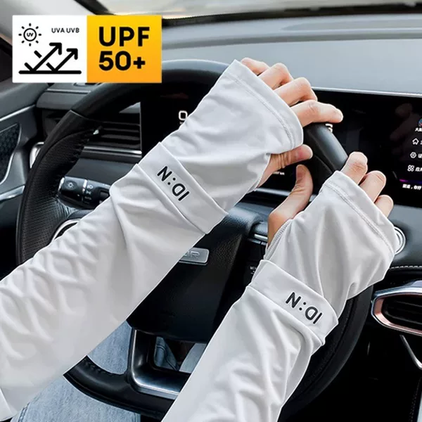Sun Protection Ice Sleeves for Women 2025 New Style Cycling and Driving Anti-Uv Arm Sleeves Sun Protection Black Ice Sleeves