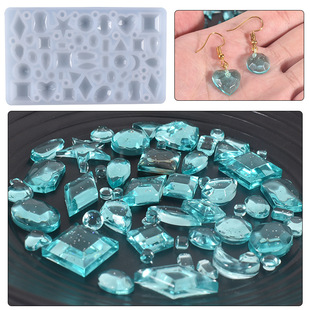 Mini full-version diamond stud earrings epoxy mold love geometric water drop Moon five-star pendant silicone mold