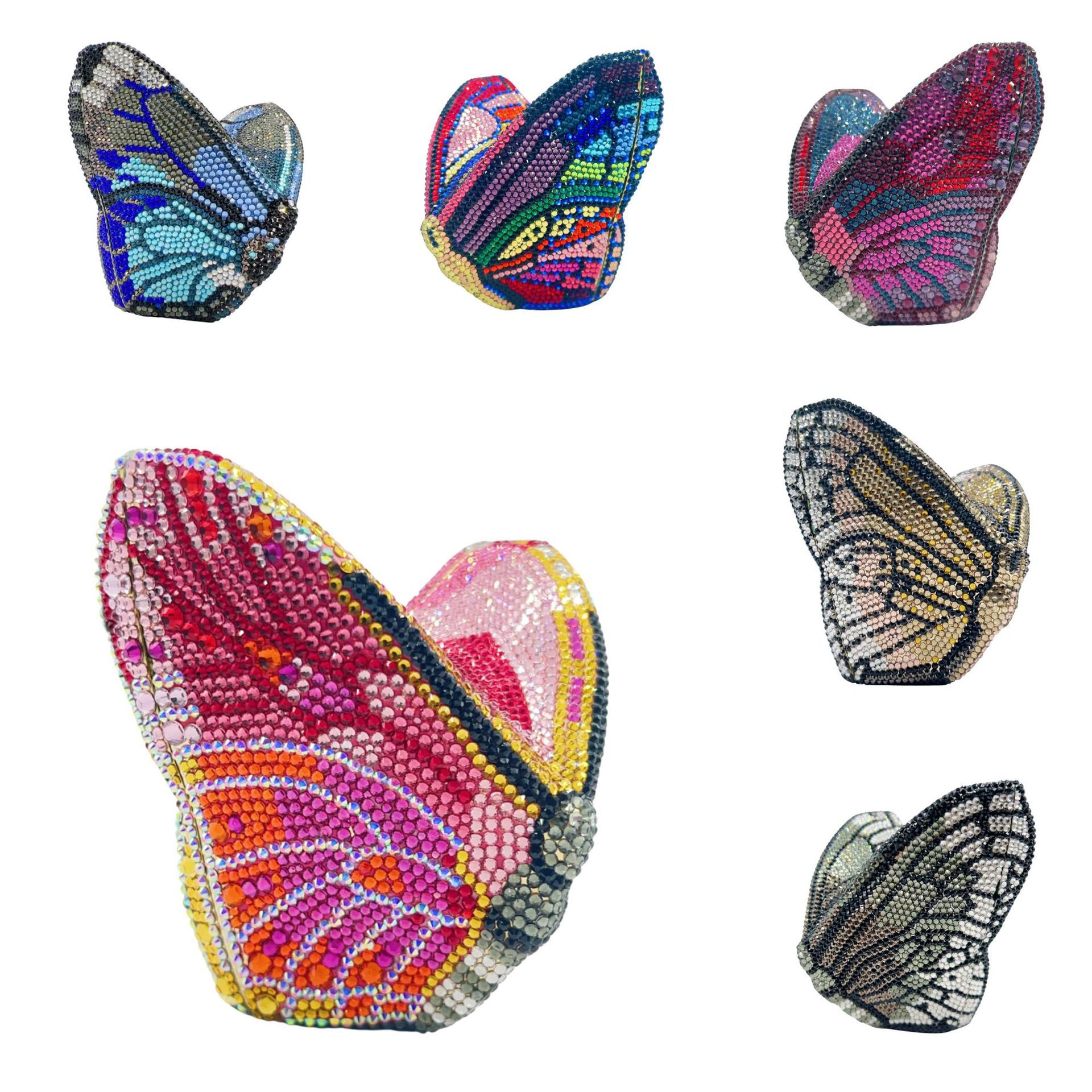 Butterfly Crystal Clutch transfronterizo nuevo paquete de diamante de mariposa para la cena, mano de diamante de agua para la cena europea y americana
