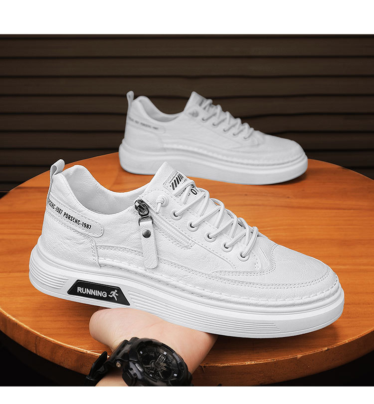 2024 Summer New Men's Board Zipper Style Student Little White Lightweight, Comfortable, Wear Resistant Casual Shoes_voghion.com
