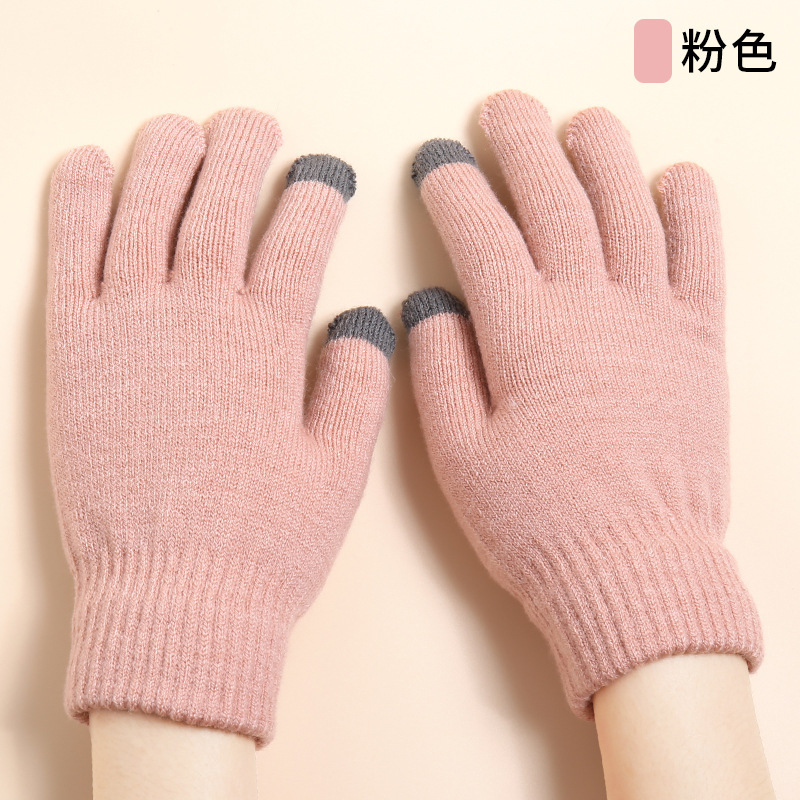 Guantes cálidos con pantalla táctil y diseño de pata de gato, seleccionados con cuidado, a bajo precio, para mujer, guantes de punto gruesos con forro polar para otoño e invierno, para protección contra el frío.