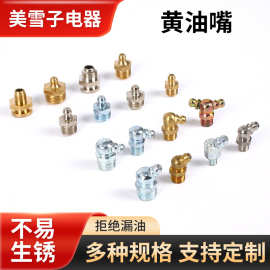 黄油嘴304不锈钢镀镍铜黄油枪嘴头高压黄油枪配件直型弯型注油嘴