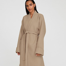 秋季新品华夫格轻奢时尚长款睡袍酒店民宿浴袍跨境欧美女士家居服