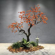 仿真柿子树新年红包许愿树落地假果树室内外中式酒店橱窗装饰造景