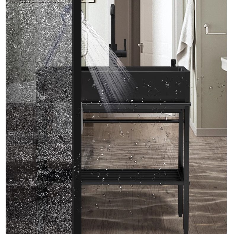 lavabo simple lavabo de platos con soporte de cocina lavabo de acero inoxidable lavabo de platos integrado negro