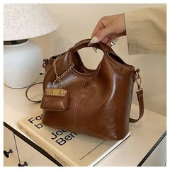 经典复古油蜡皮手提子母包包女菜篮子休闲百搭通勤斜挎单肩托特包