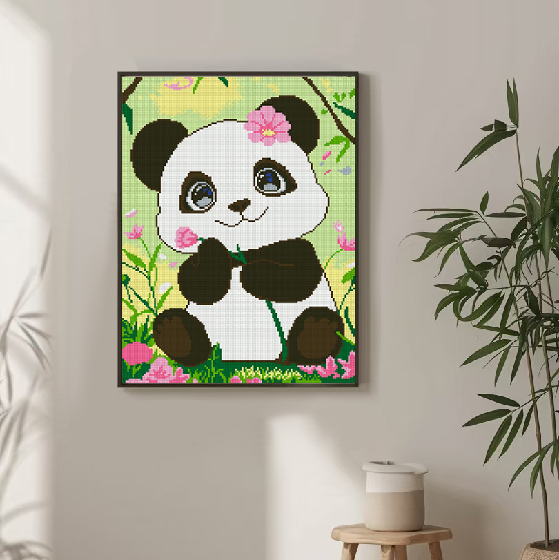 Cross-border Mona Lisa real lindo pequeño panda pequeño simple sala de estar bordado a mano image 1