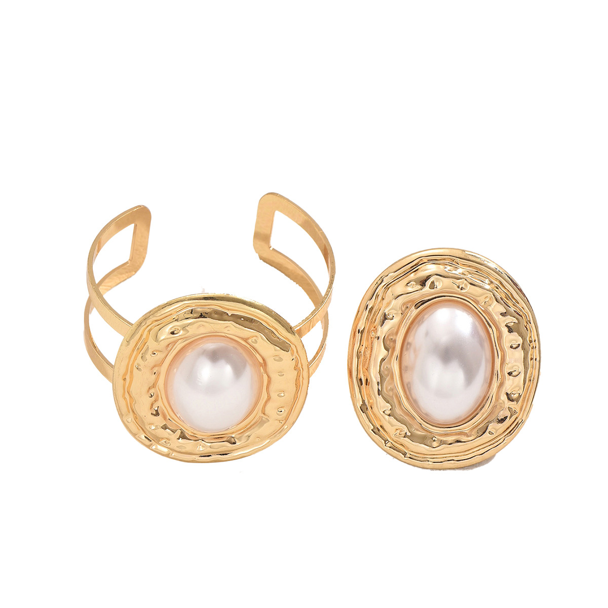 Personalised Pearl Open Ring And Bracelet Set For Girlfriend_voghion.com
