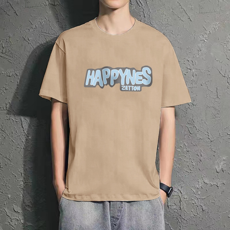 Estilo explosivo Base de hombres elegantes 2024 Verano suelto Camiseta de manga corta Moda juvenil Camiseta de moda de todo fósforo