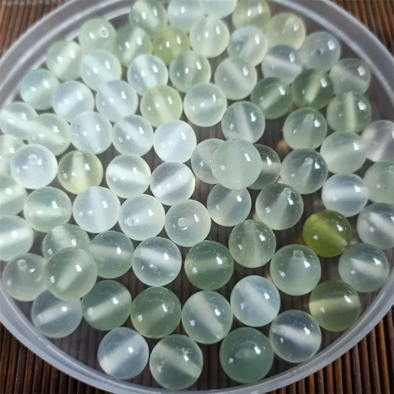 岫玉珠子玉石散珠青提奶盖圆珠方糖方形手工diy厂家批发配件配饰