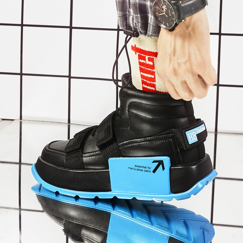 Кроссовки мужские 2024 осенние новые высокие ботинки с толстой подошвкой мужские повседневные маленькие белые ботинки модные ретро-мотоциклетные мужские ботинки