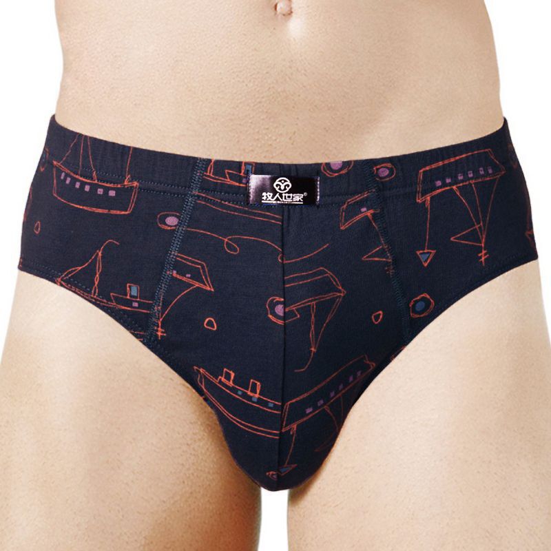 Cross-Border 4 Pairs of Briefs Men's Underwear Pure Cotton Men's Briefs 100 Cotton Mid-Waist Pants Pure Cotton Fabric