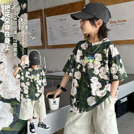 男童短袖t恤夏季2026新款大儿童夏装棉质半袖上衣男孩夏款体恤潮t