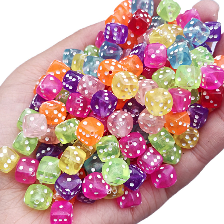 Perlas acrílicas de colores 8x8 mm, accesorios para joyería DIY