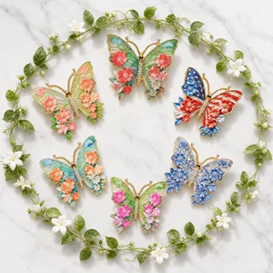 European and American Cross-Border Rhinestone-Encrusted Simulated Butterfly Enamel Elegant and Exquisite Light Luxury High-End Decorative Brooch Accessories